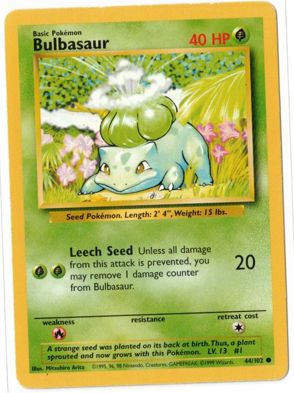 フシギダネ 英語版 Bulbasaur shadowless シャドーレス 旧裏デザイン