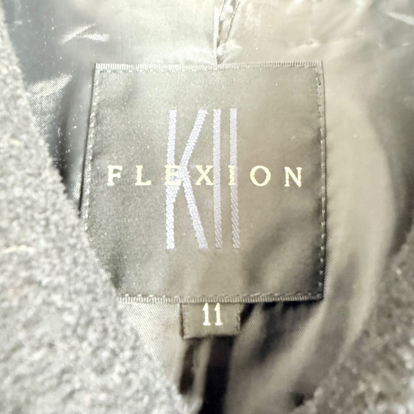 美品 FLEXION ラム ウール カシミヤ混 日本製生地 ステンカラー ロング 