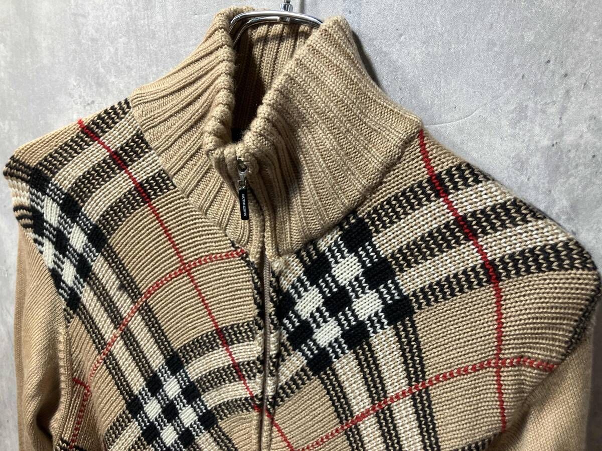 5708【美品】バーバリー☆袖ノバチェック入りニット 袖ライン 現行 BURBERRY（バーバリー） サイズ:L 8043571 ノヴァチェックニットT