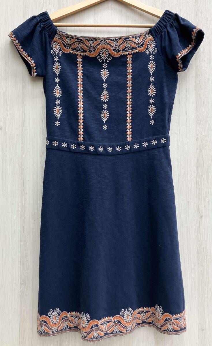売り切りセール】TORY BURCH トリーバーチ 刺繍ワンピース ネイビー