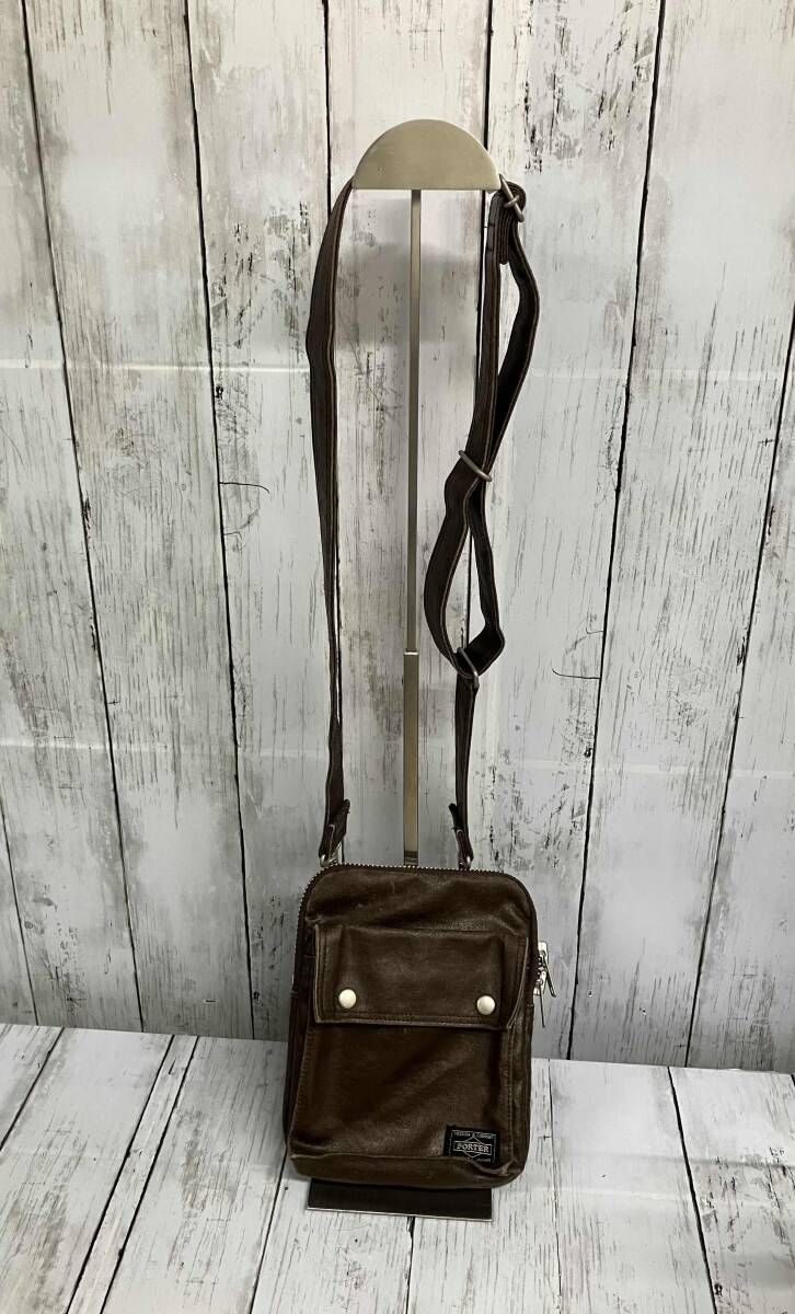 最終値下げです。PORTER ブラウン ショルダーバッグ　新品未使用　保存袋あり PORTER ポーター/ショルダーバッグ/ブラウン/レザー - メルカリ