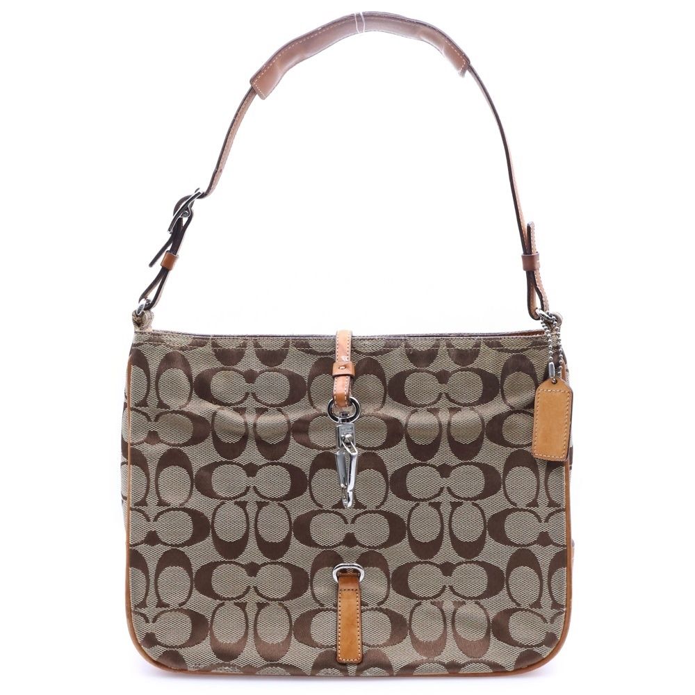コーチ ミニシグネチャー 0 COACH スモール ホーボー シルバー金具 