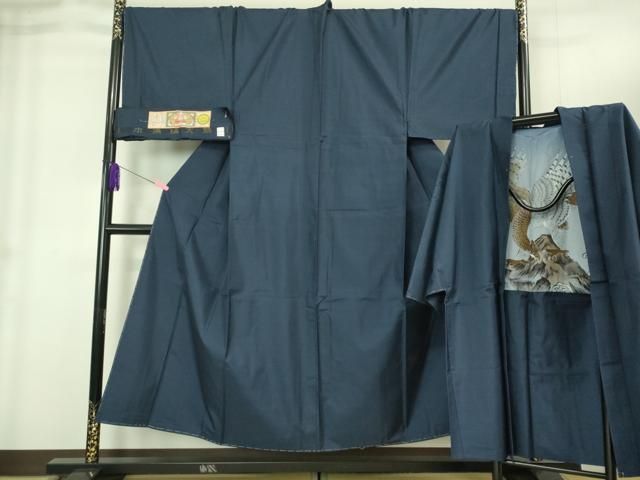 平和屋着物■極上　男性　本場大島紬　アンサンブル　キングサイズ　長羽織　羽裏・鷹　やまと誂製　証紙付き　逸品　未使用　DZAB1891kh6 平和屋着物□極上 男性 本場大島紬 アンサンブル キングサイズ 長羽織