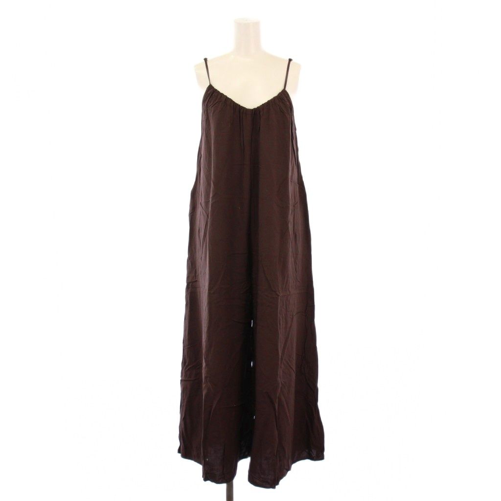 【中古】タイサ TYSA CAMI ALL IN ONE キャミオールインワン ワイドパンツ Vネック ストレッチ 無地 F 茶 ブラウン タイサ TYSA CAMI ALL IN ONE キャミオールインワン ワイドパンツ V