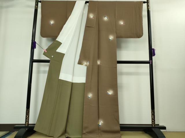 平和屋着物●極上　小紋　兎　うさぎ　一寸法師　蛍暈し　銀煤竹色地　逸品　未使用　DZAB1918kh6 平和屋着物○極上 小紋 兎 うさぎ 一寸法師 蛍暈し 銀煤竹色地 逸品 未