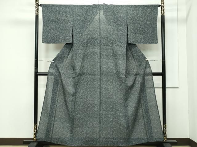 平和屋着物＊極上 夏物 東京の老舗呉服問屋 菱一 伝統工芸士 廣瀬雄望 絽 更紗花唐草文 黒緑色地 反端付き 逸品 未使用 CZAA4412s6 平和屋着物＊極上 夏物 東京の老舗呉服問屋 菱一 伝統工芸士 廣瀬雄望