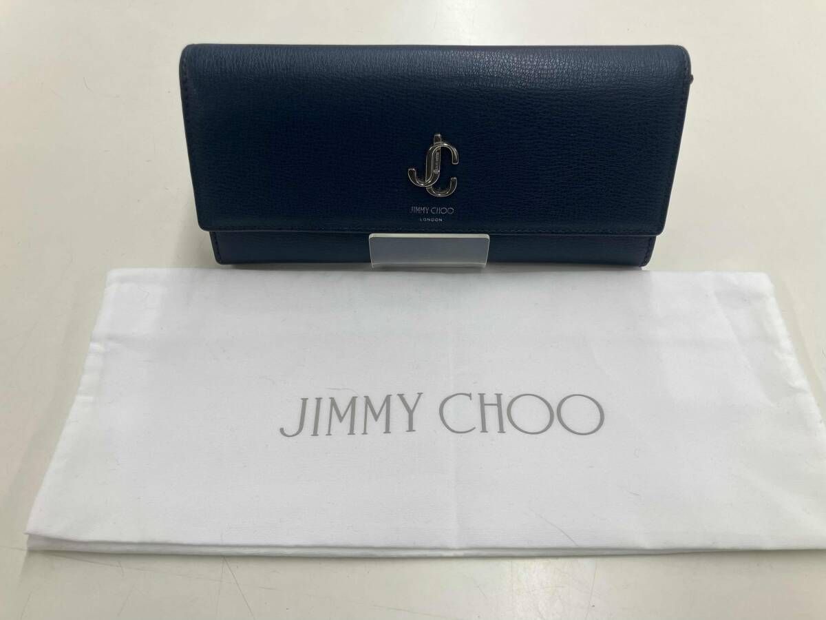 JIMMY CHOO ジミーチュウ 長財布 コンチネンタルウォレット ネイビー 