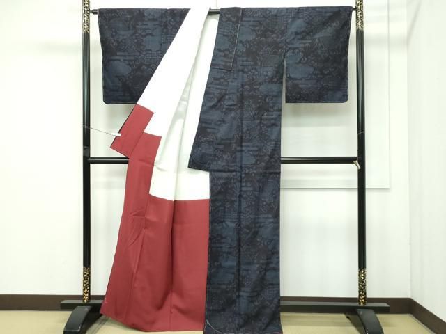 平和屋着物●極上　本場結城紬　重要無形文化財　奥順　愛染蔵　80亀甲　エ霞籬草花文　証紙・鑑定書付き　逸品　未使用　CZAA4483s6 平和屋着物○極上 本場結城紬 重要無形文化財 奥順 愛染蔵 80亀甲 エ霞