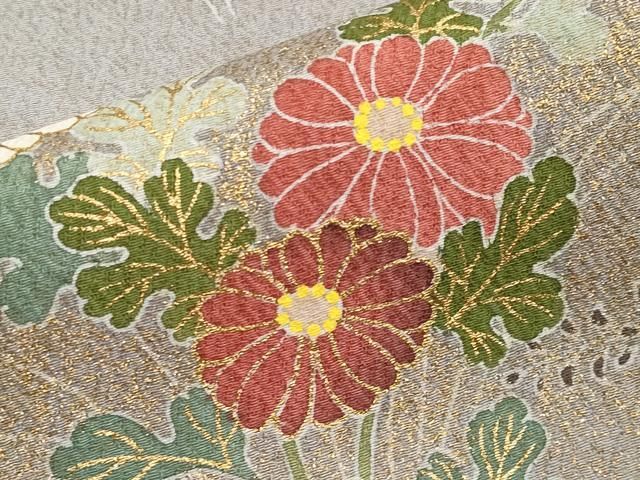 平和屋着物○極上 京友禅の第一人者 松井青々 訪問着 駒刺繍 秋草文