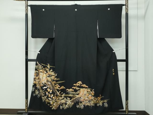 平和屋着物○極上 金彩友禅 卓越技能者・名工・和田光正 黒留袖 御所車