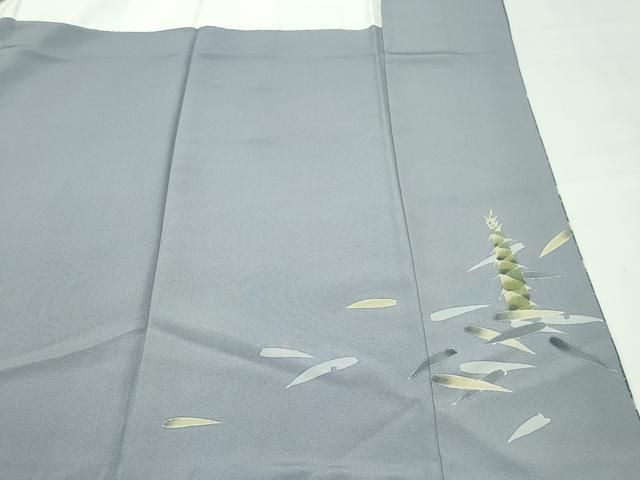 平和屋着物●極上　京本政樹着物コレクション　訪問着　笹竹文　竹の子　筍　鉛色地　反端付き　逸品　未使用　CZAA4622s6 平和屋着物○極上 京本政樹着物コレクション 訪問着 笹竹文 竹の子 筍