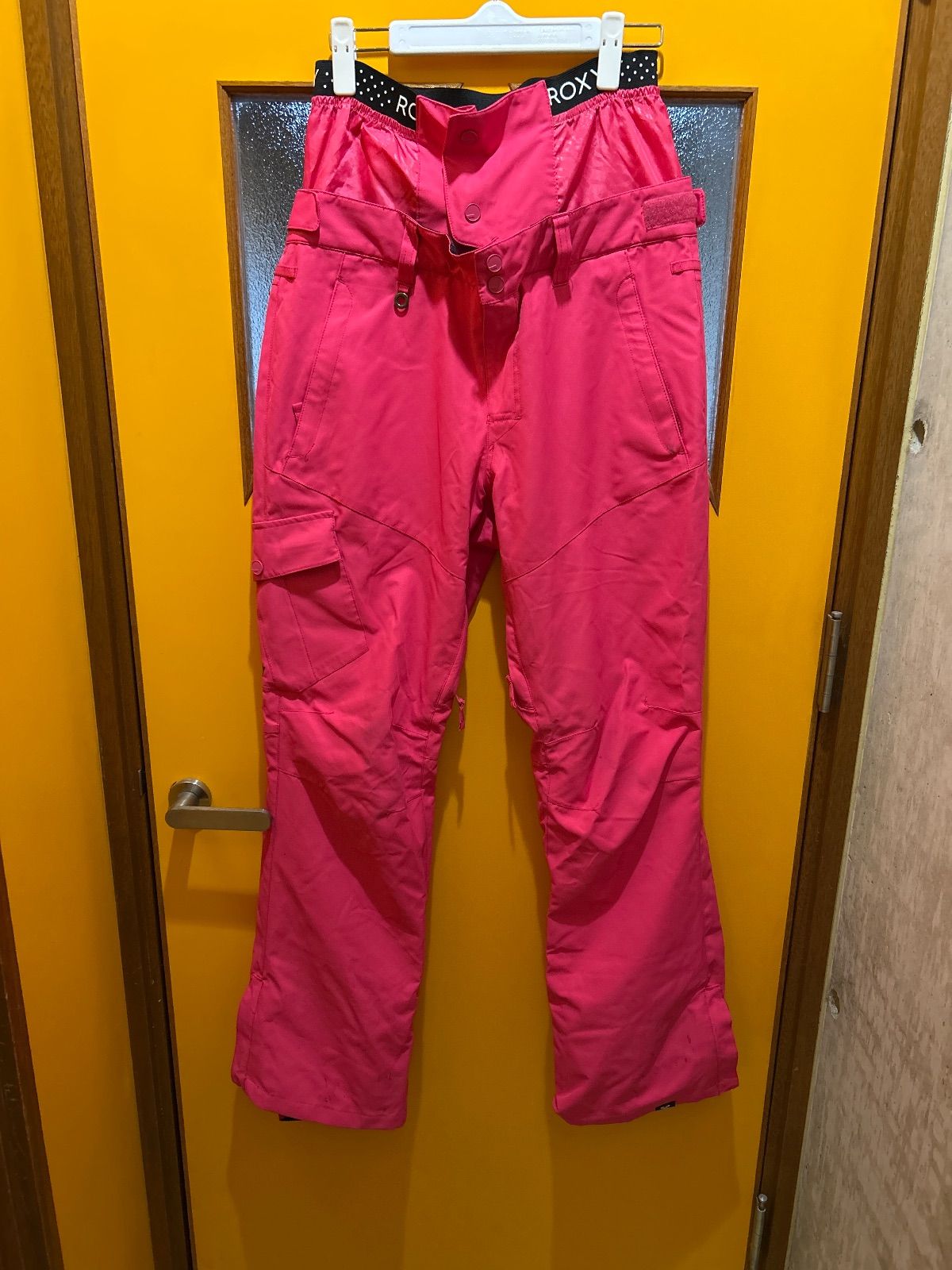 G4-73】◇ ROXY サイズM スノーボードウエア 上下セット 総柄 ピンク