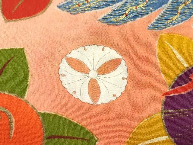 平和屋着物○極上 アンティーク 大正ロマン 振袖 駒刺繍 檜扇吉祥花文