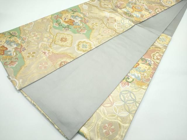 平和屋着物○極上 唐織・西陣の老舗・名門・藤原織物 六通柄袋帯 花蝶