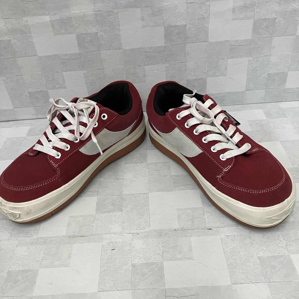 極美品 BENESU スエード レザー バイカラースニーカー ワインレッド 26 極美品 BENESU スエード レザー バイカラースニーカー ワインレッド 26