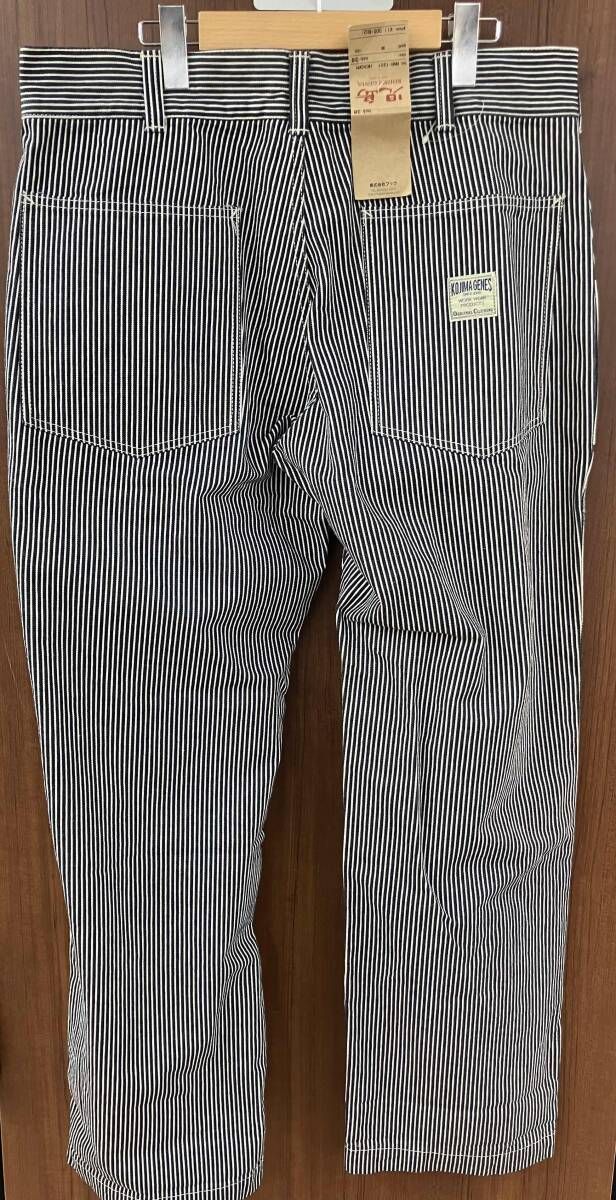 【美品／新品タグ付き】児島ジーンズ ヒッコリー ベイカーパンツ RNB-1201 W38 ストライプ ネイビー×ホワイト メンズ