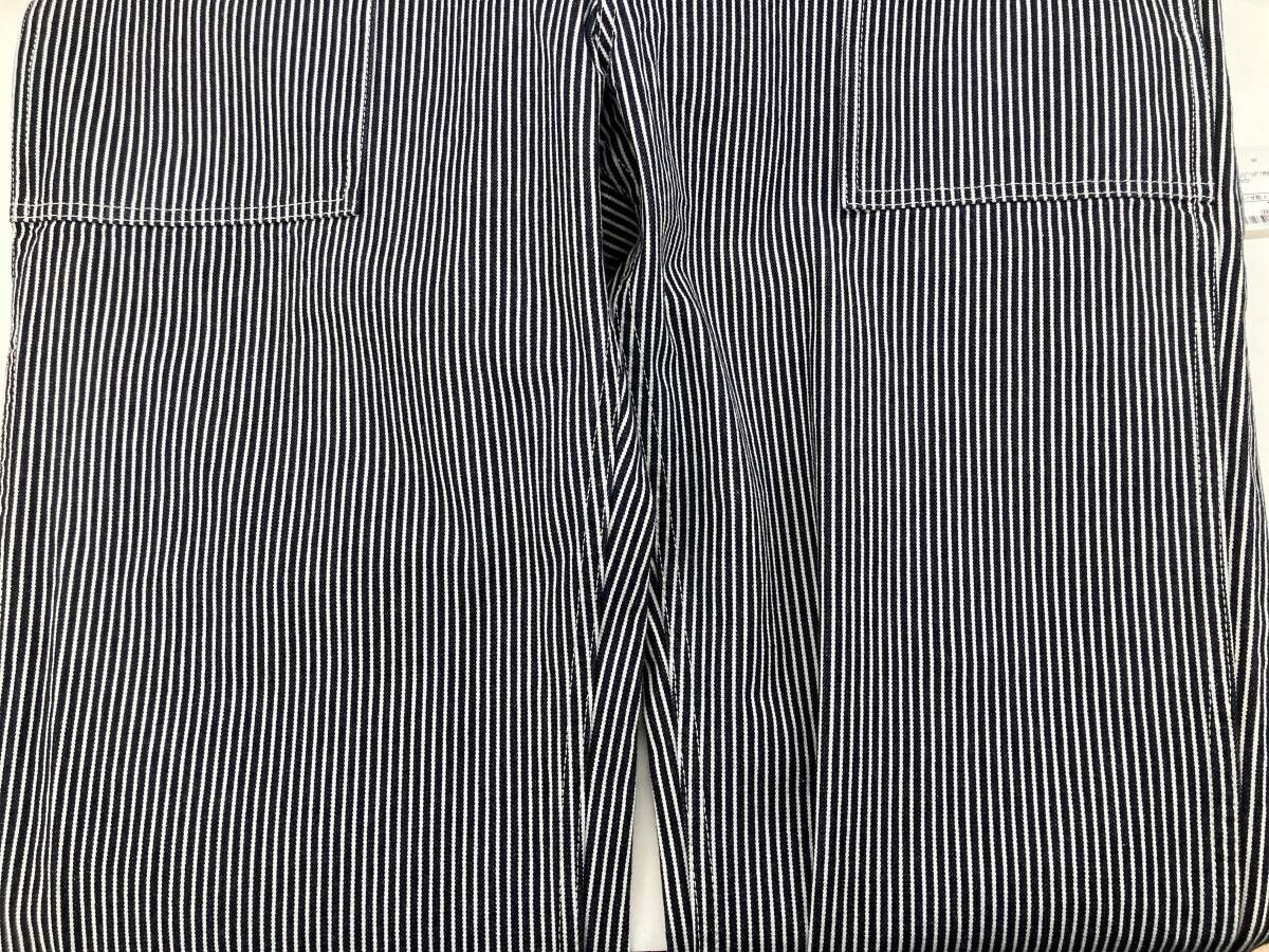 【美品／新品タグ付き】児島ジーンズ ヒッコリー ベイカーパンツ RNB-1201 W38 ストライプ ネイビー×ホワイト メンズ