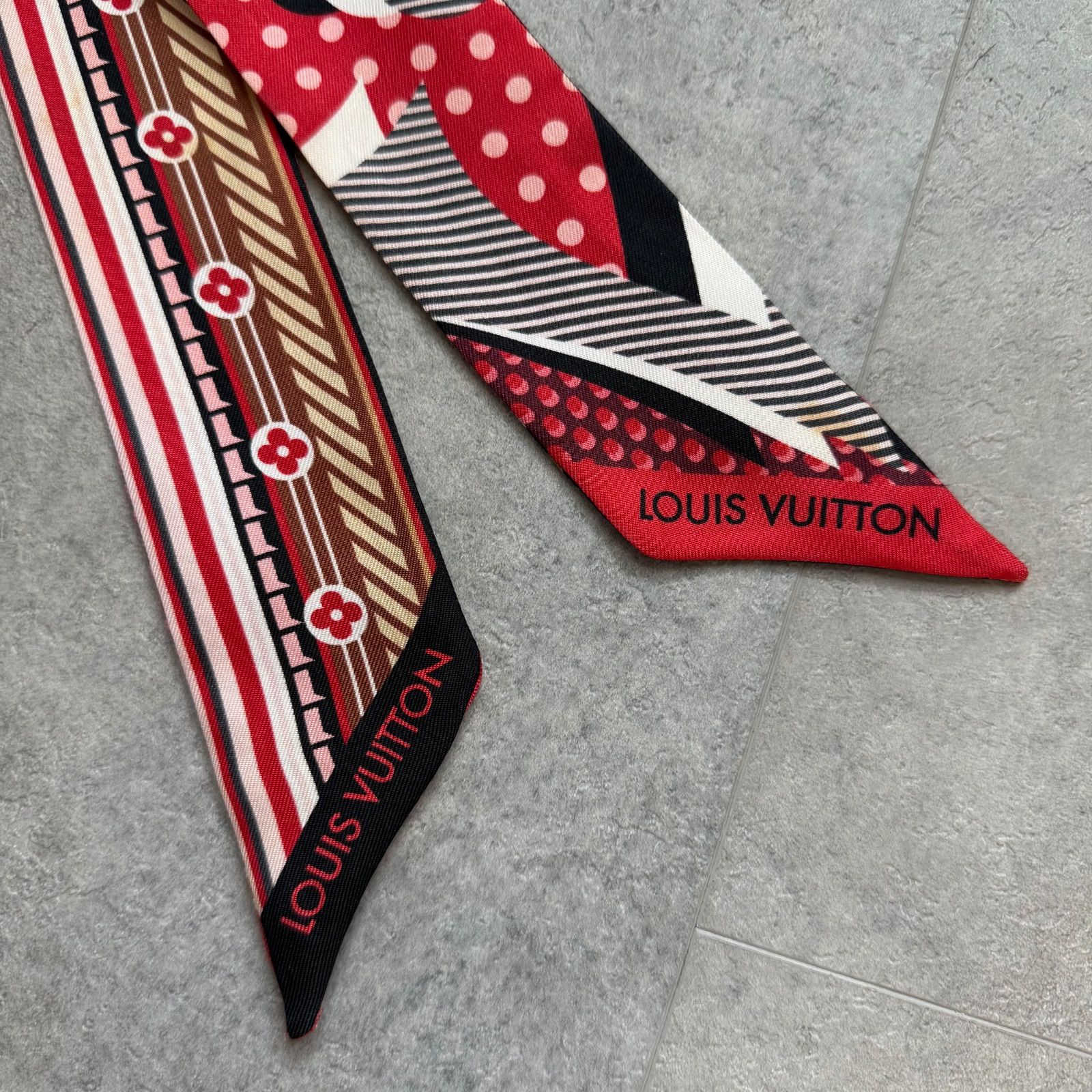 ルイヴィトン バンドー BB ポップ モノグラム スカーフ シルク レッド 赤 ルイヴィトン バンドー BB ポップ モノグラム スカーフ シルク レッド