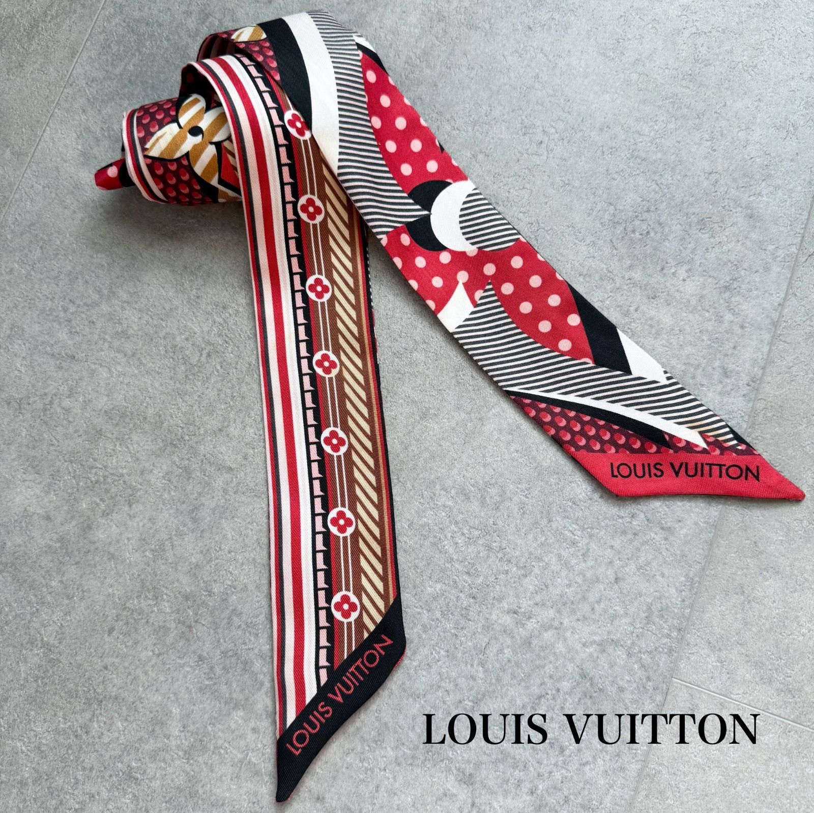 ルイヴィトン バンドー BB ポップ モノグラム スカーフ シルク レッド 赤 ルイヴィトン バンドー BB ポップ モノグラム スカーフ シルク レッド