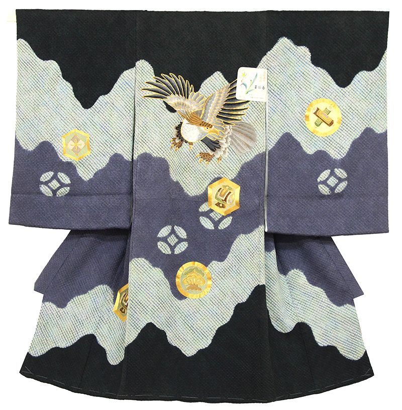 記念感謝祭☆「最高級」新品正絹産着祝着本総絞り工芸美術、豪華大鷹総