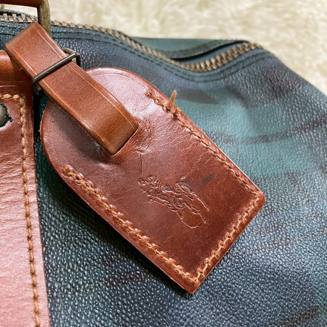 めぐポロラルフローレン　チェック　2way ボストンバッグ　ショルダー ポロラルフローレン ボストンバッグ 2way ラージサイズ グリーン