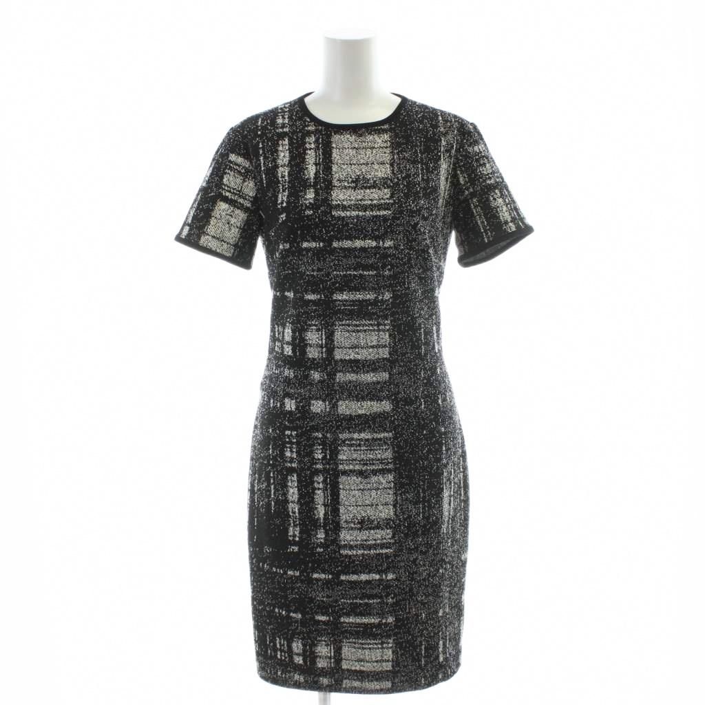 ダナキャランニューヨーク DKNY ワンピース ひざ丈 0 黒 ブラック 格子