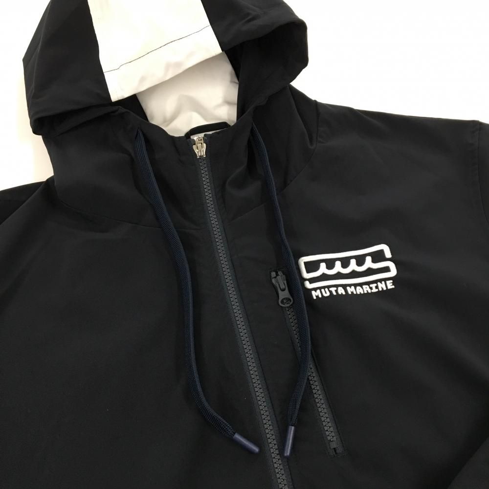 美品】ムータマリン ジップパーカー ネイビー×白 バックロゴ メンズ 7