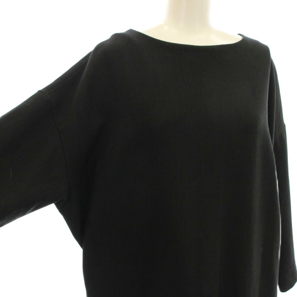 ソージュ SOEJU ウールライク 9分袖ワンピース ロング ワンピース L 黒