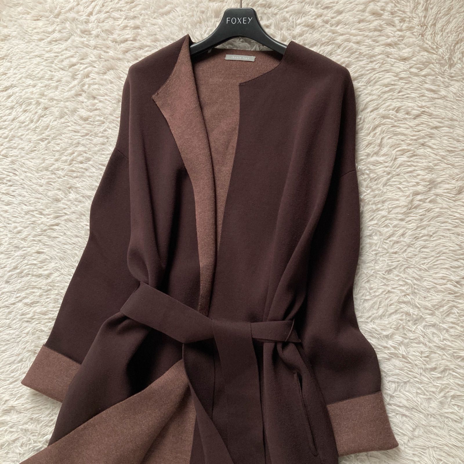 美品 セオリーリュクス Theory luxe ノーカラー ニットコート コーディ