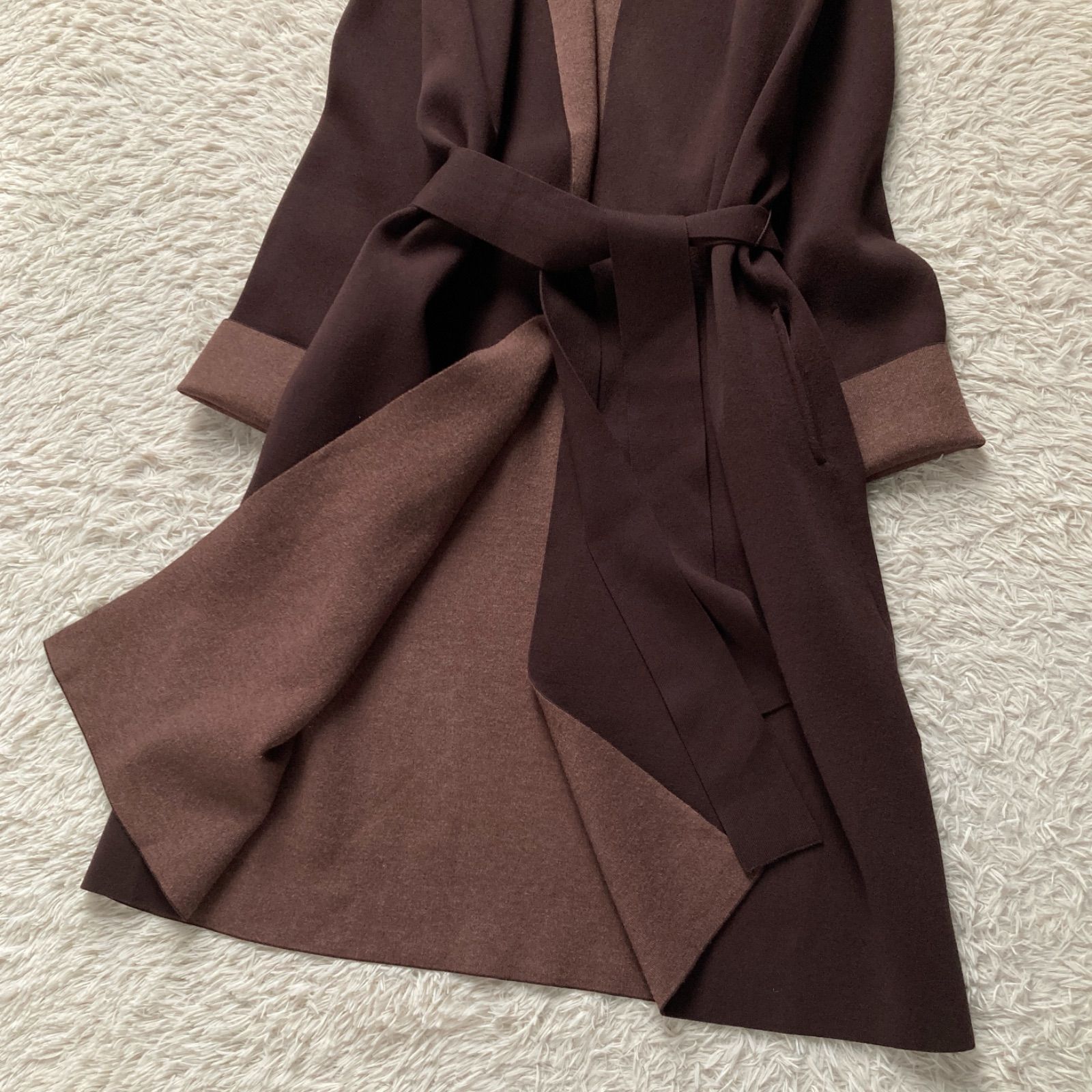 美品 セオリーリュクス Theory luxe ノーカラー ニットコート コーディ