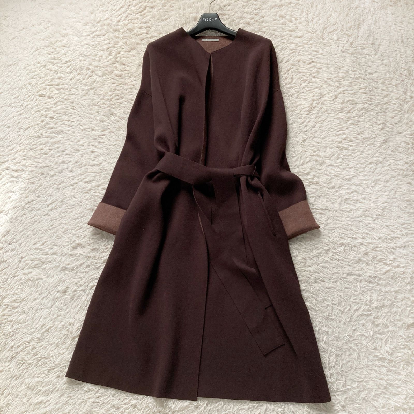 美品 セオリーリュクス Theory luxe ノーカラー ニットコート コーディ