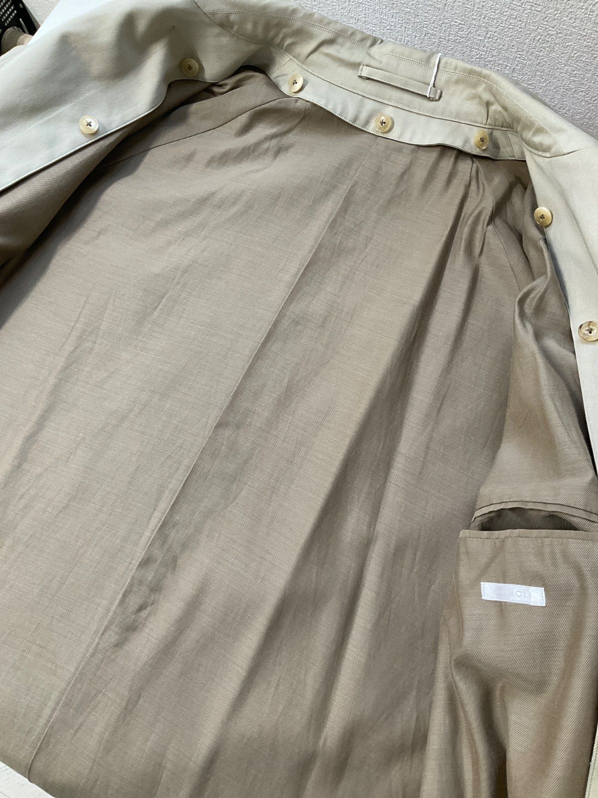 美品】comoli コットンギャバ タイロッケンコート ライナー付き