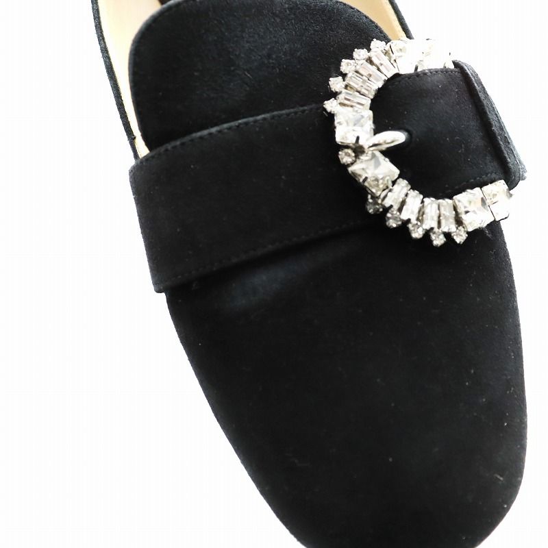 【中古】プラダ PRADA パンプス ラウンドトゥ ビジュー スエード 36.5 黒 ブラック /AN7 レディース プラダ PRADA パンプス ラウンドトゥ ビジュー スエード 36.5 黒