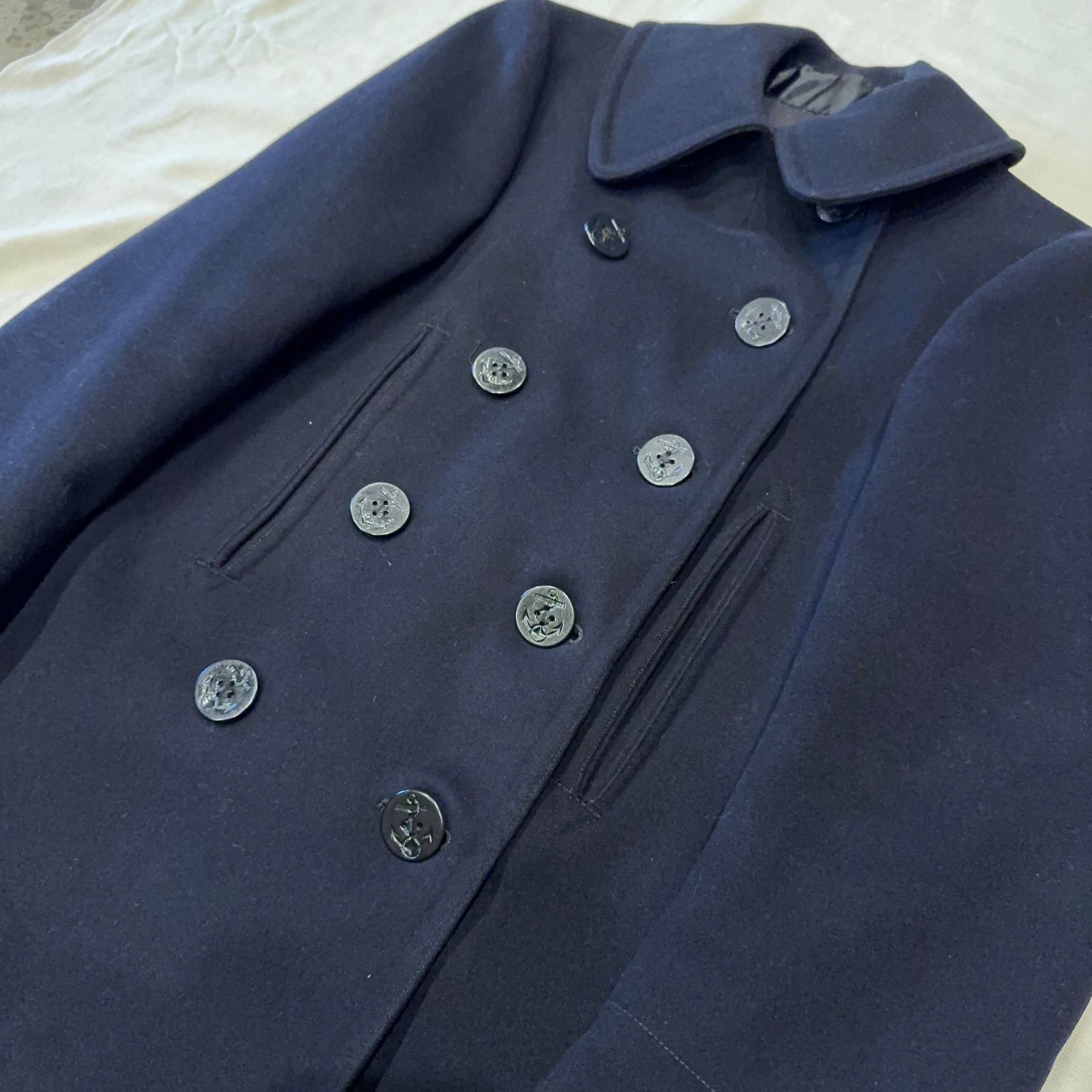 40s US NAVY ピーコート Pコート ヴィンテージ メルトンウール 