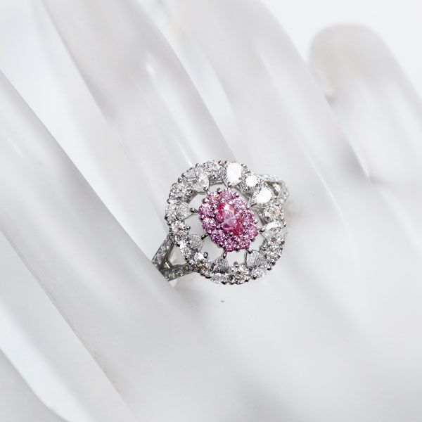 ピンクダイヤモンド　リング　pt950 #15 ピンクダイヤモンド pt950 k18 プラチナリング15号ソーティング