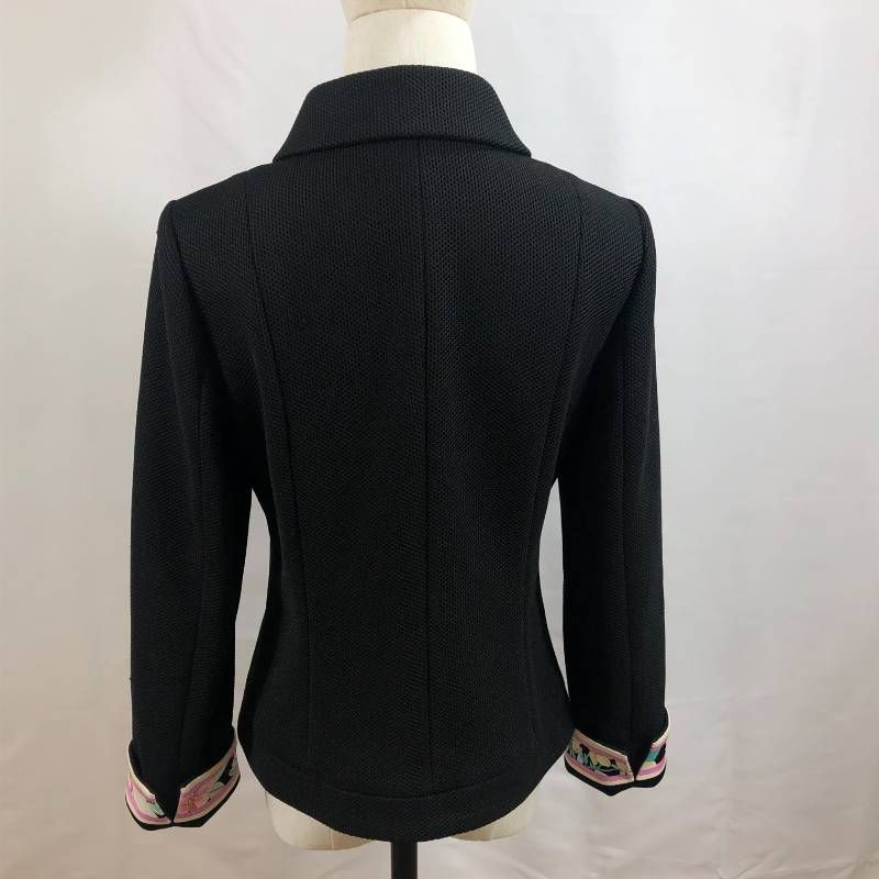 美品 レオナール ジャケット 花柄 ジップアップ 黒 - メルカリ