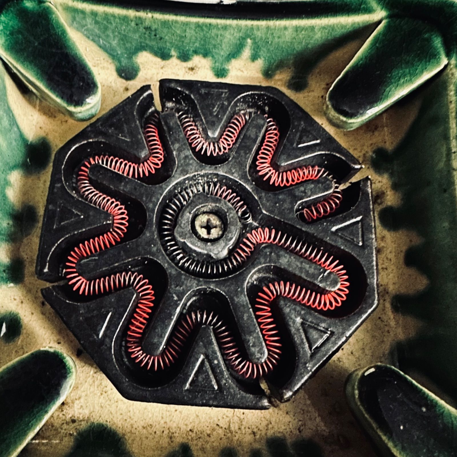 ③ 江戸火鉢 野々田商店 陶器製 電気式火鉢 卓上江戸火鉢 織部 卓上