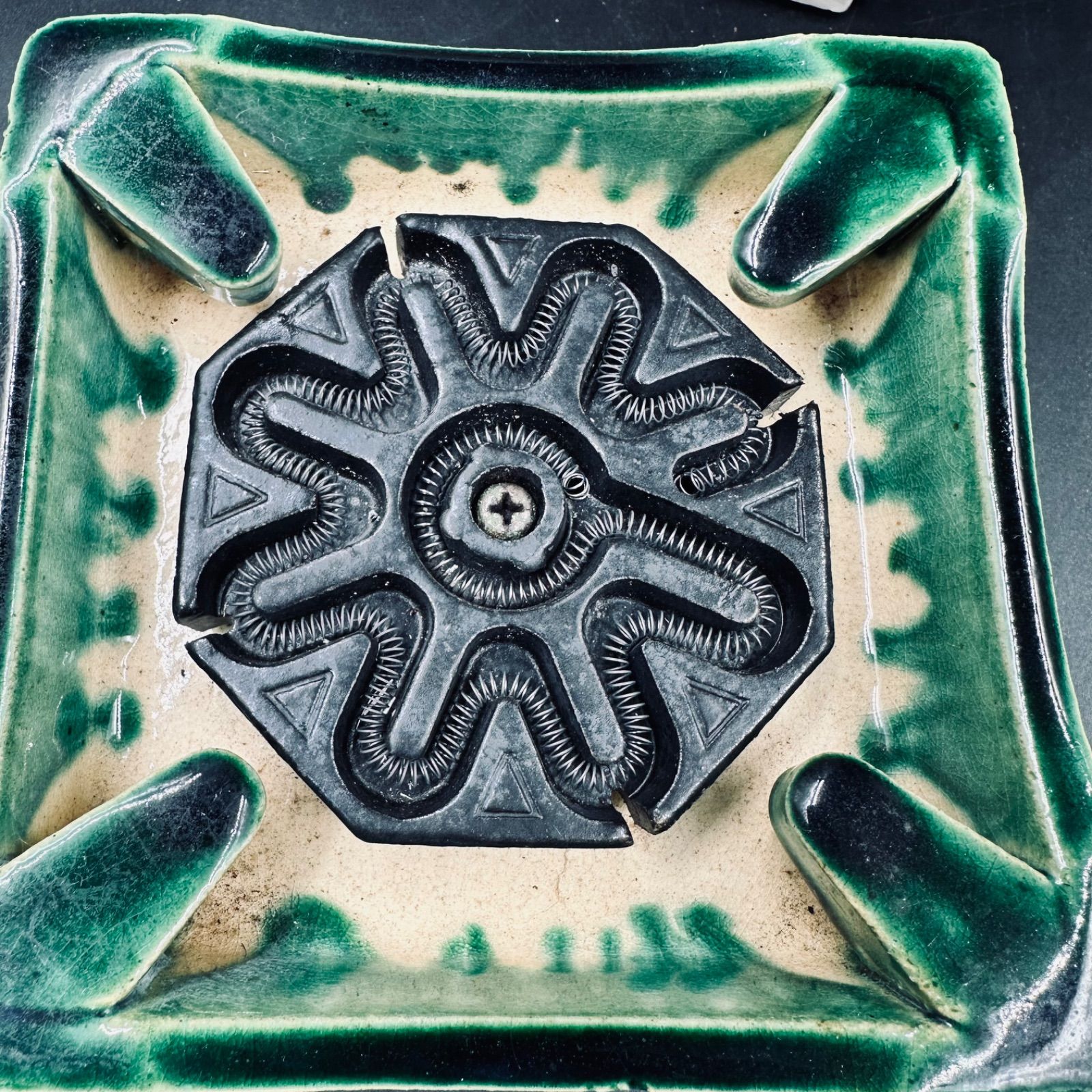 ③ 江戸火鉢 野々田商店 陶器製 電気式火鉢 卓上江戸火鉢 織部 卓上