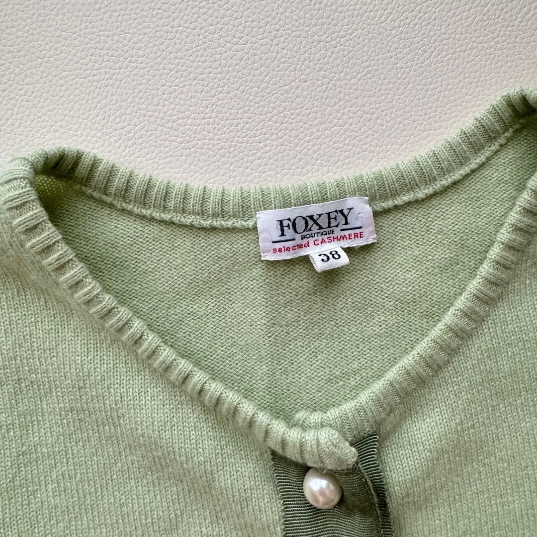 良品◎フォクシー カシミヤ100% カーディガン パールボタン L