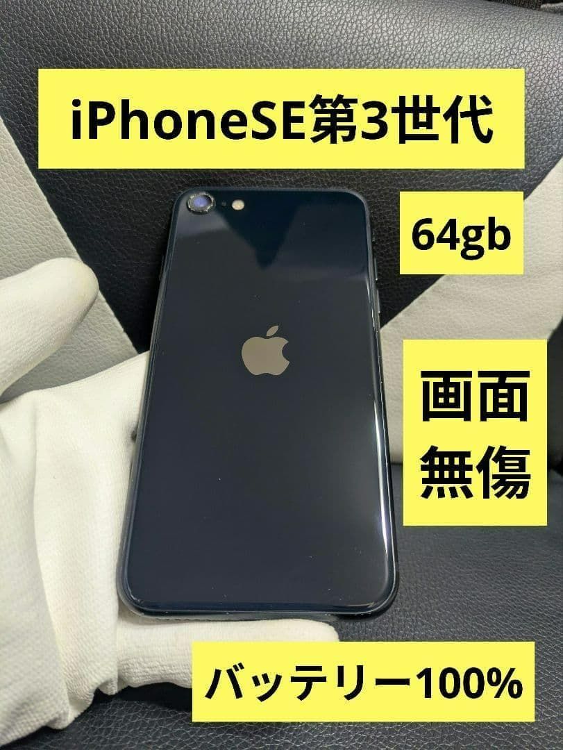 iPhone SE 第3世代 64GB SIMフリー ブラック【キズあり】 画面傷なし