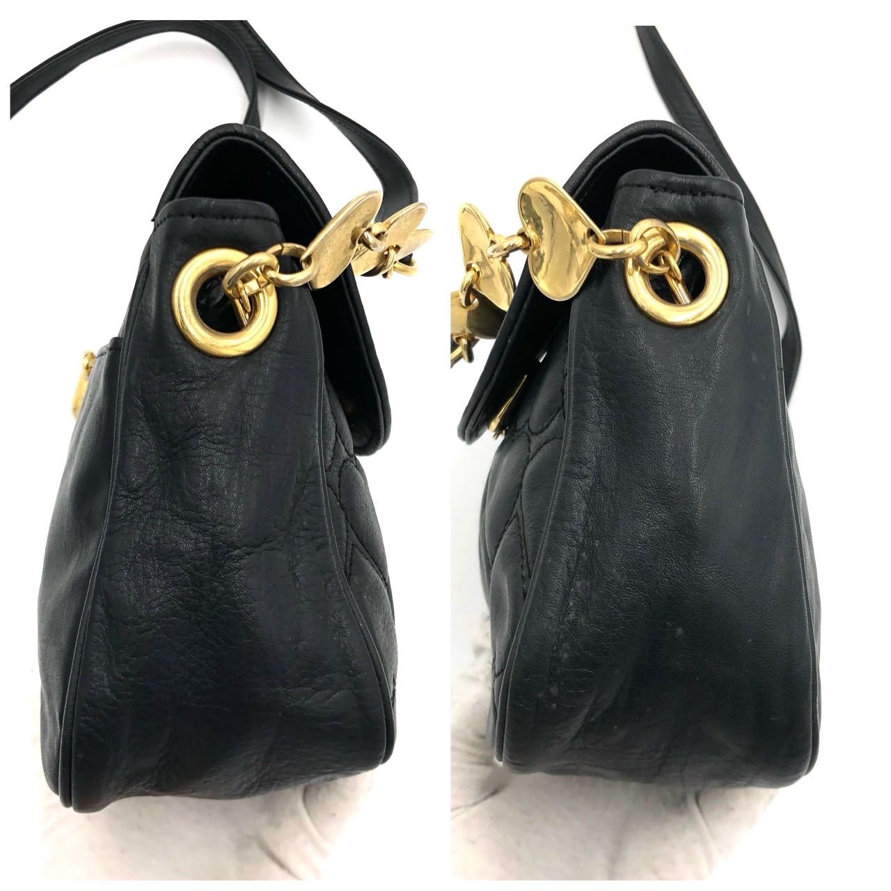 MOSCHINO - モスキーノ ホワイトレザー チェーンショルダーバッグ 
