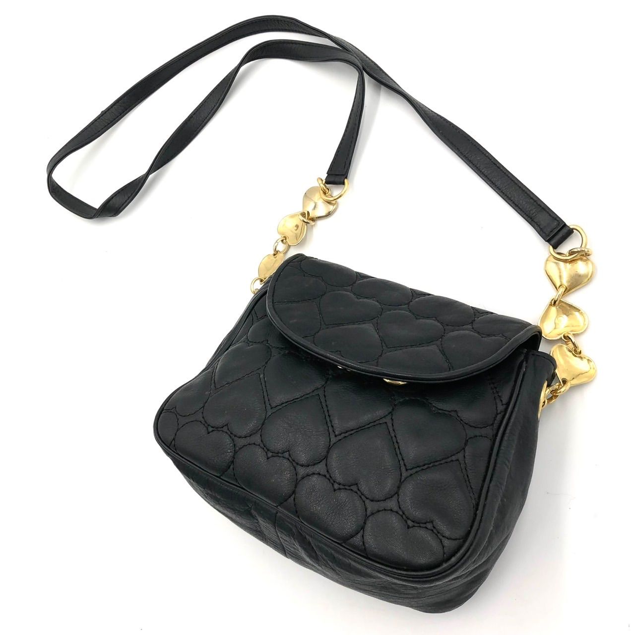 MOSCHINO モスキーノ ショルダーバッグ ハート キルティング ブラック 