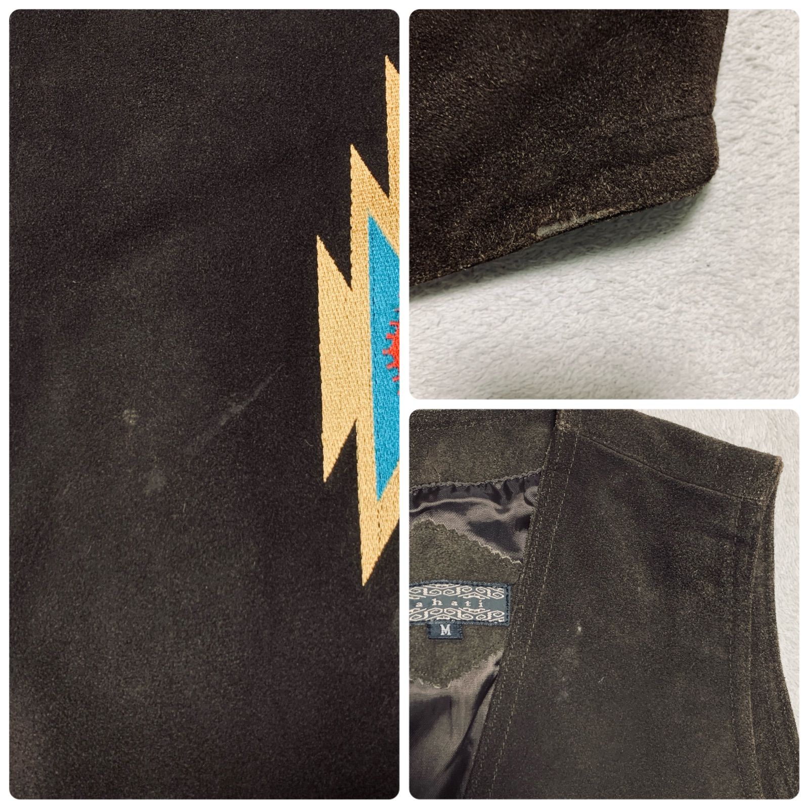 ネイティブ柄 チマヨ レザーベスト M スエード 牛革 90s ヴィンテージ ネイティブ柄 チマヨ レザーベスト M スエード 牛革 90s ヴィンテージ