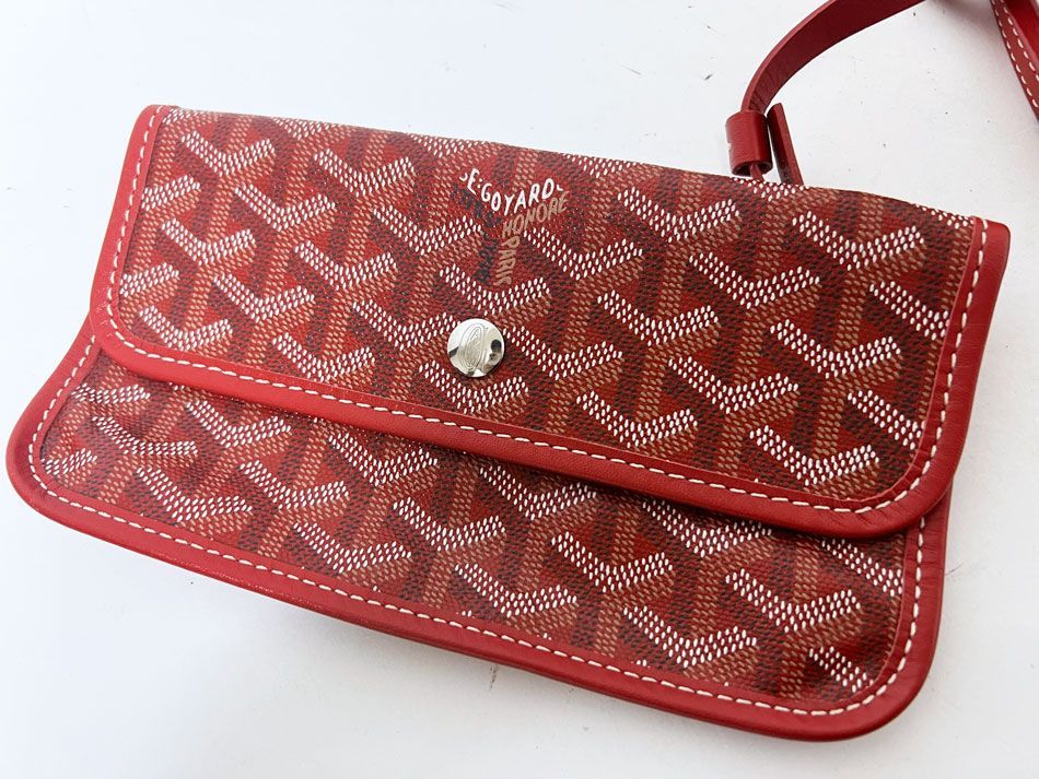 最終値下げ サンルイPM トート レッド ポーチ付き GOYARD（ゴヤール） サンルイPM トートバッグ PVCコーティング