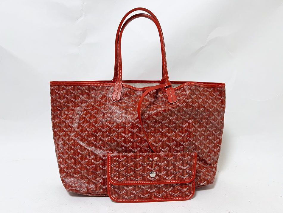 最終値下げ サンルイPM トート レッド ポーチ付き GOYARD（ゴヤール） サンルイPM トートバッグ PVCコーティング