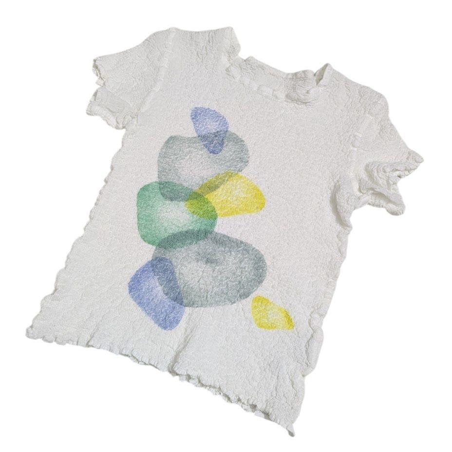 【美品】me イッセイミヤケ ミー リボン カリフラワープリーツ カットソー 美品】me イッセイミヤケ ミー リボン カリフラワープリーツ カットソー