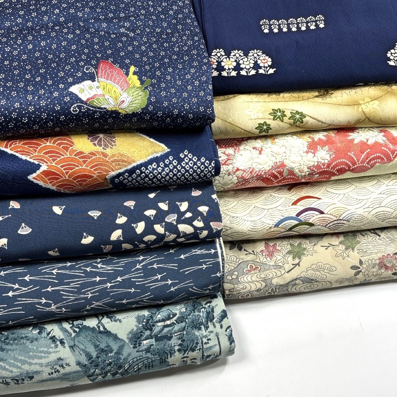 小紋 10枚 正絹 着物まとめ売り 同梱購入歓迎 リメイク用 着付け練習用