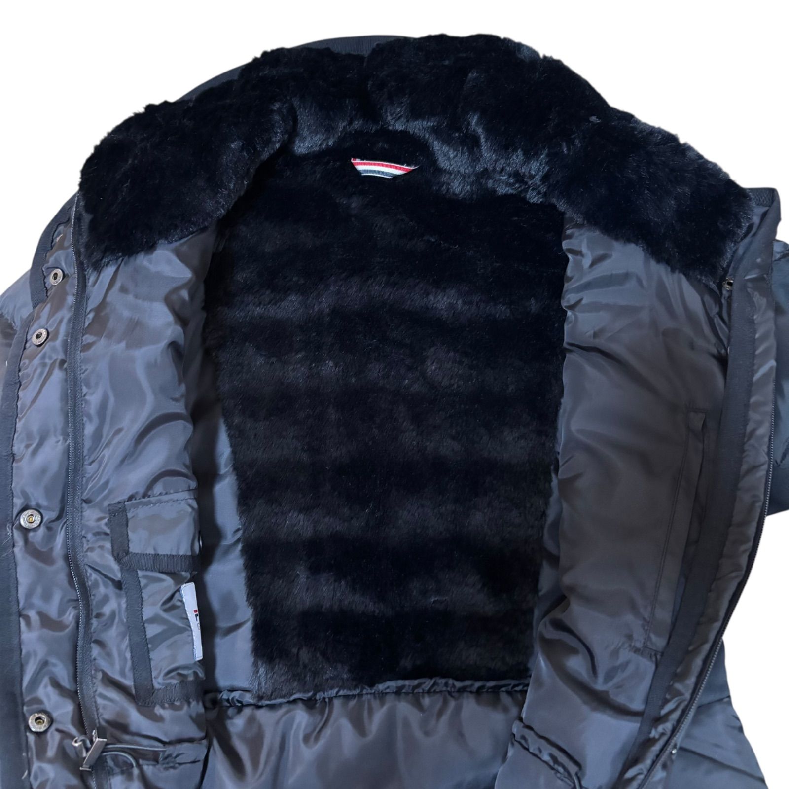 未使用✨FILA GOLF【M】ボアロングダウンコート撥水加工　フードAライン黒 FILA GOLF ダウンコート ダウンジャケット 「FILA GOLF/フィラゴルフ