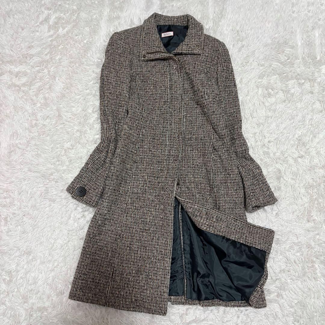 美品》MAX&Co. ウール混 ツイード柄 ロングコート 38 グレー系 - メルカリ