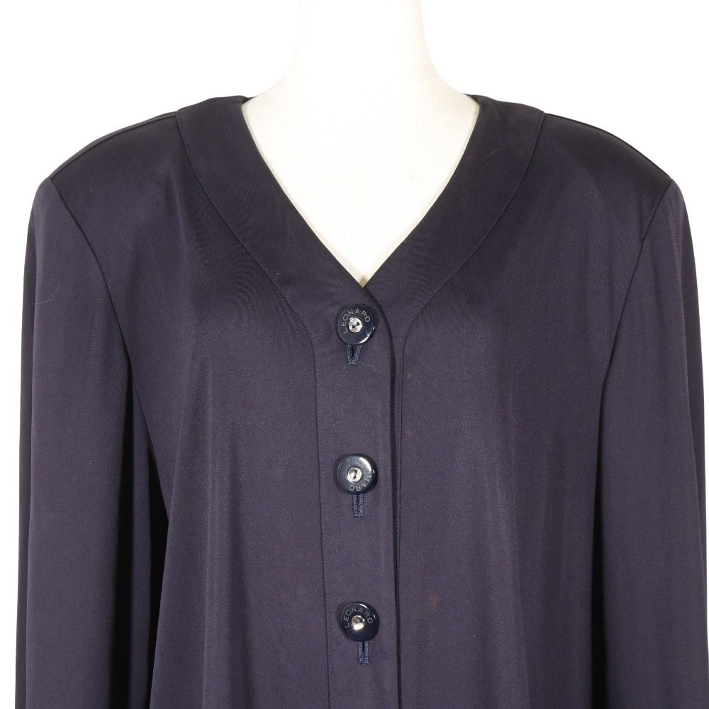 LEONARD】レオナール アセテート×ポリエステル 紺 レディース